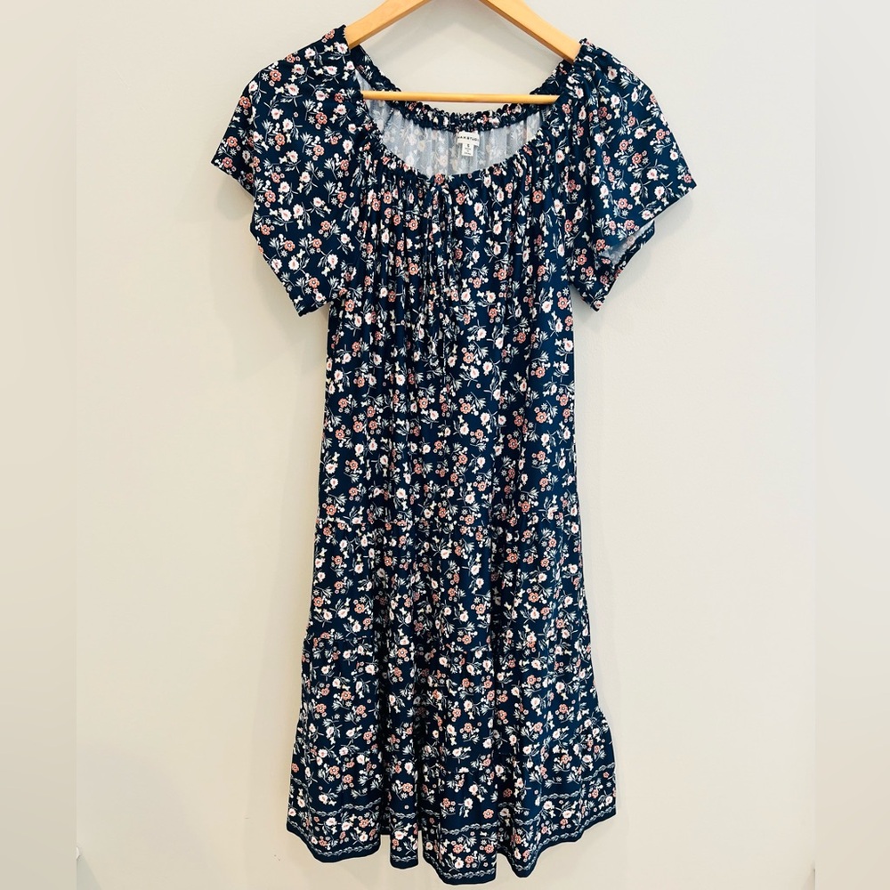 Max Studio ditsy short sleeve tiered shift dress Size S